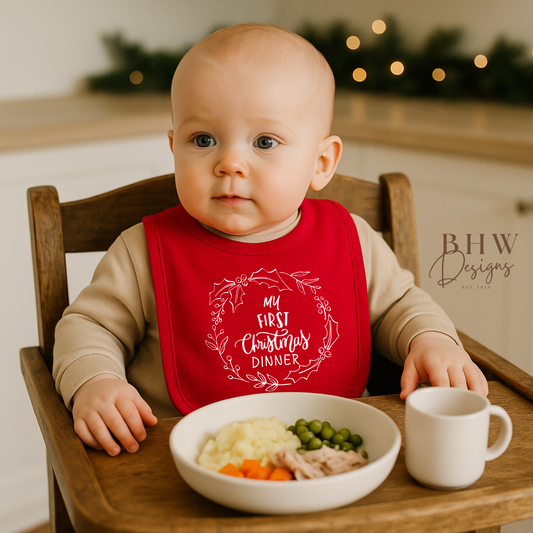 My First Christmas Dinner Red Bib
