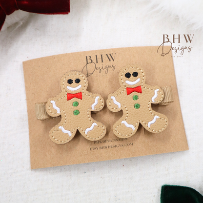 Gingerbread man Hair Clip Set