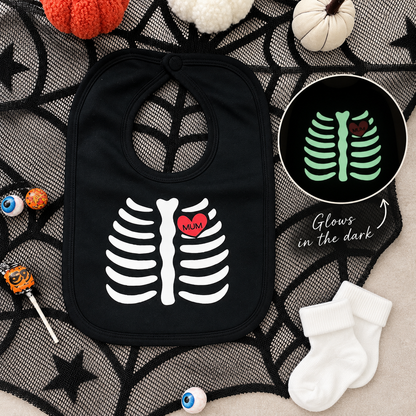 Black Skeleton Glow in the dark Bib