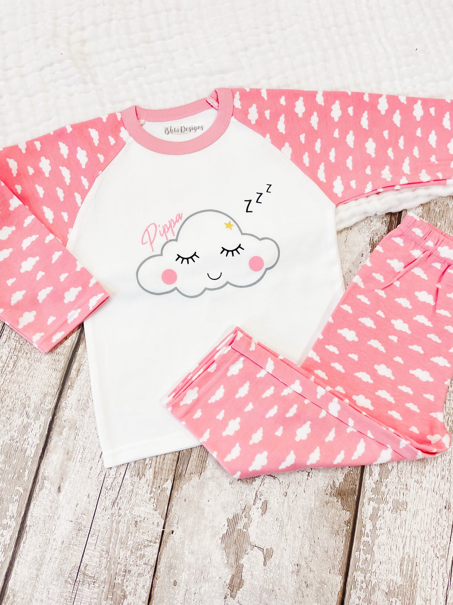 Personalised Pink Cloud Pyjamas