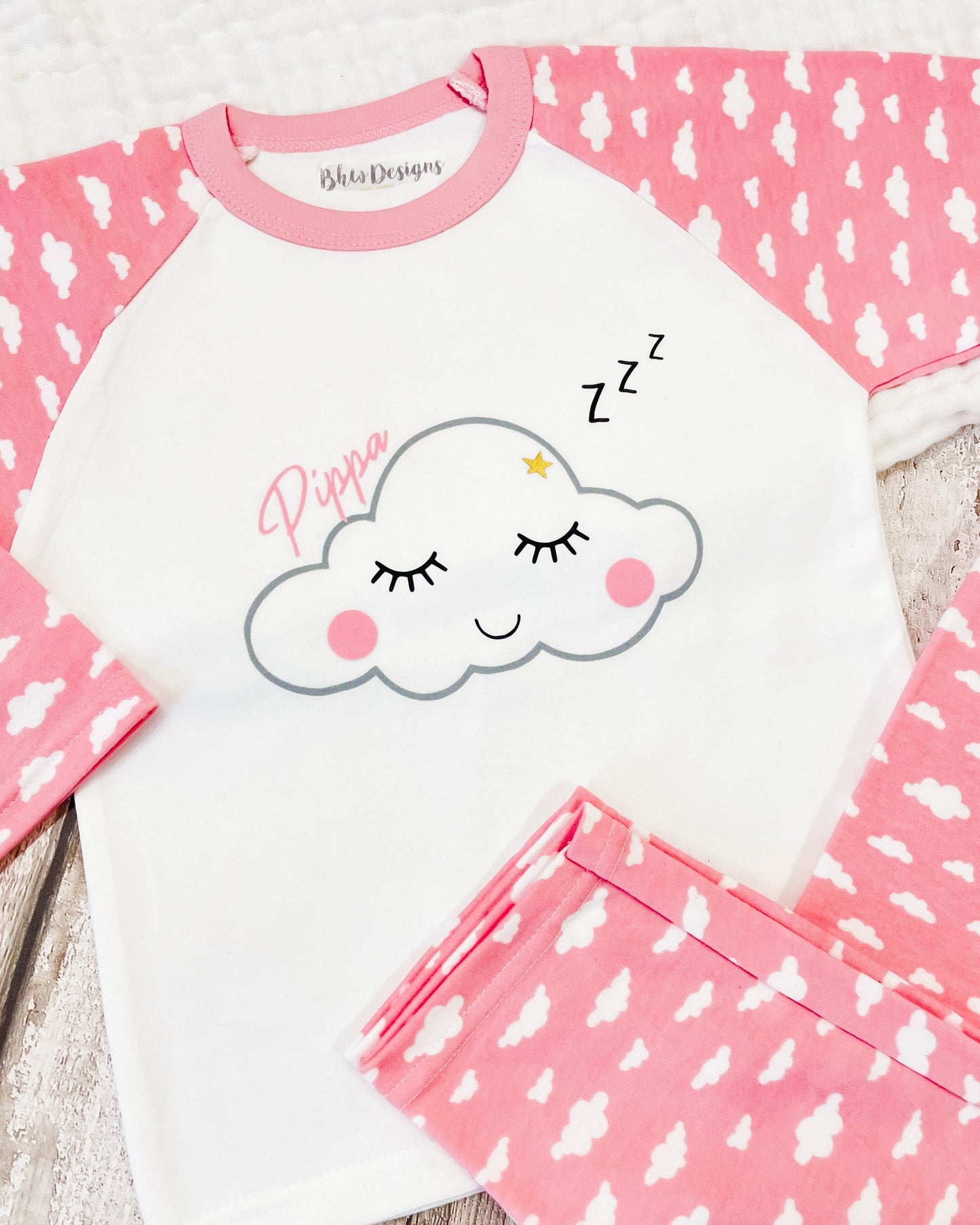 Personalised Pink Cloud Pyjamas