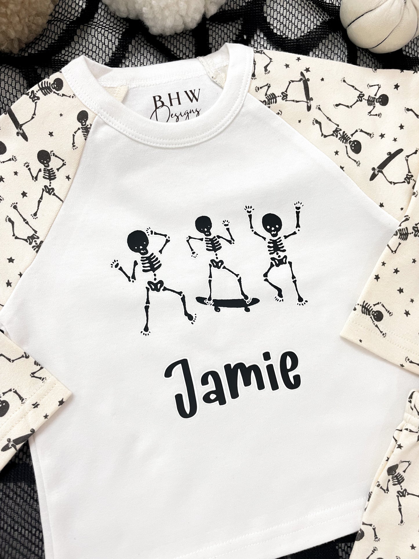 Personalised Glow in the Dark Skeleton Halloween Pyjamas