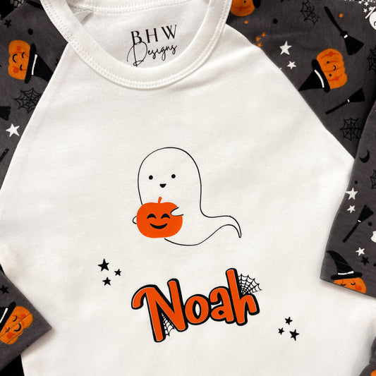 Personalised Ghost & Pumpkin Pyjamas