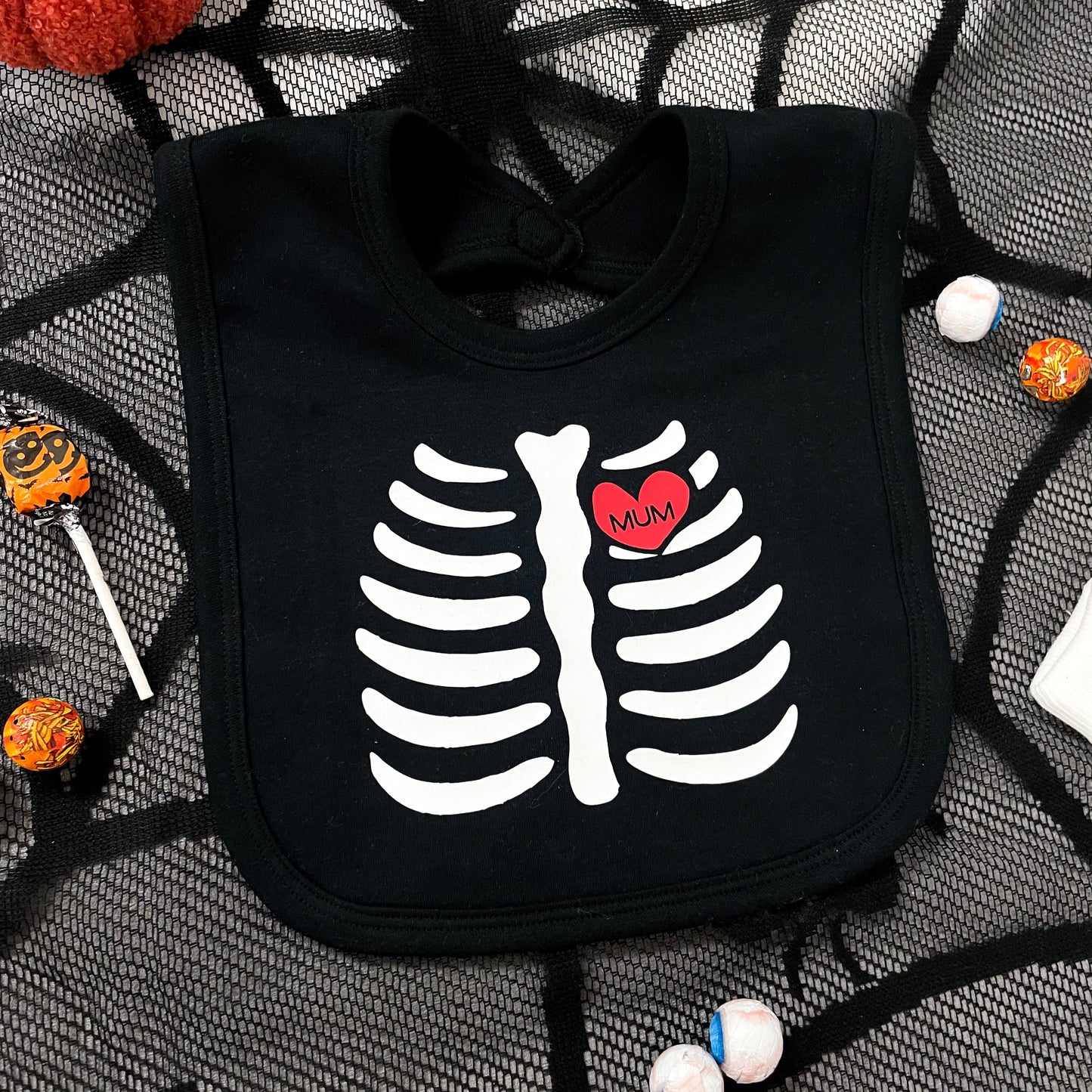 Black Skeleton Glow in the dark Bib