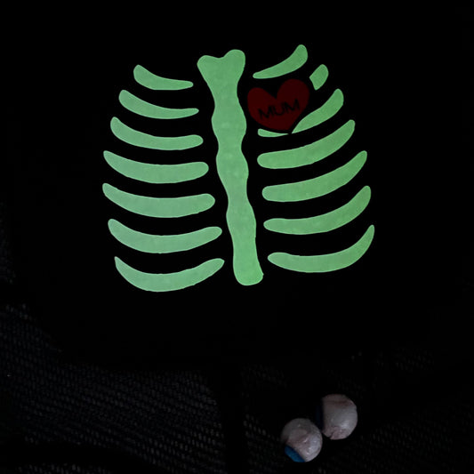 Black Skeleton Glow in the dark Bib