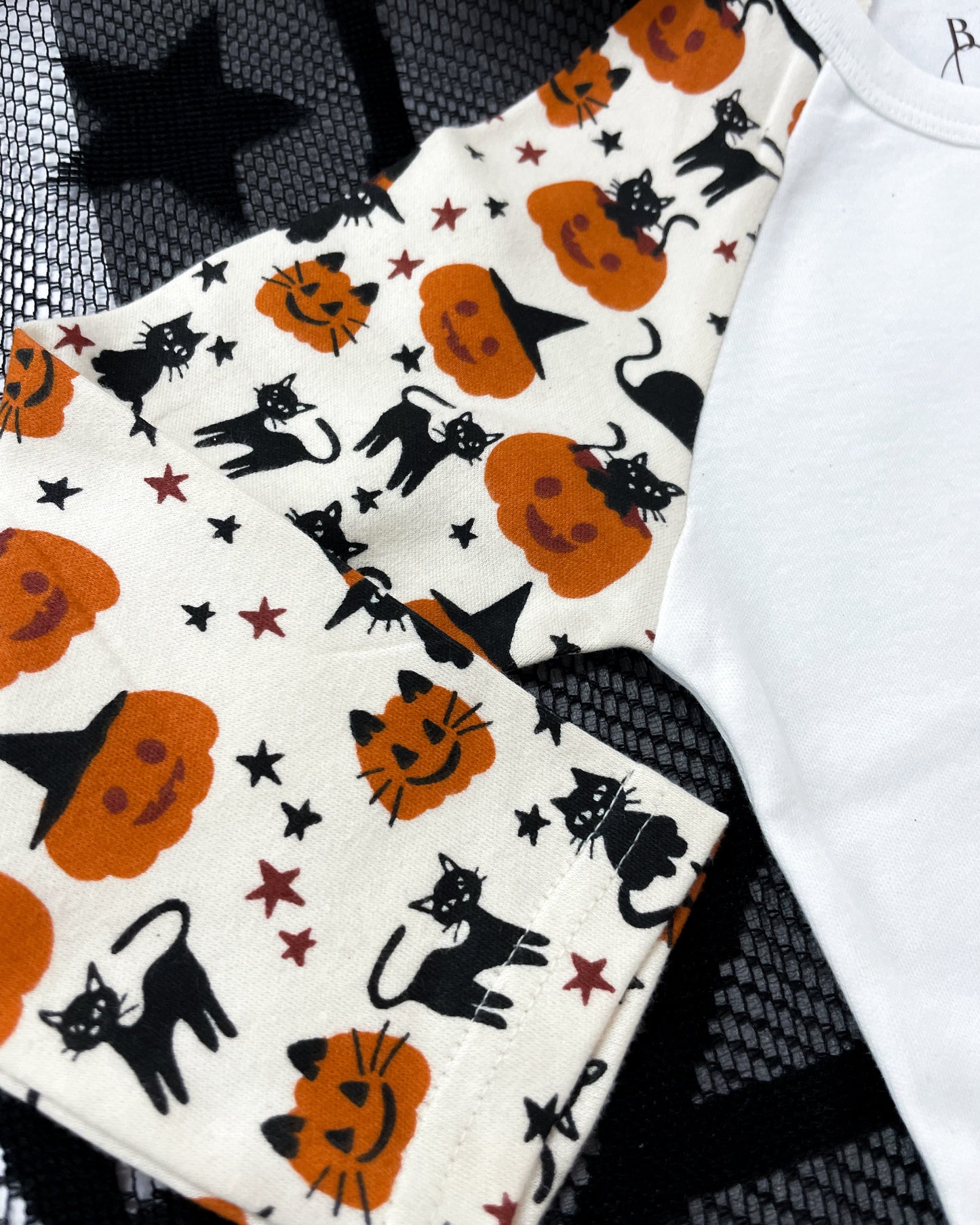 Personalised Black Cat and Pumpkin Halloween Pyjamas