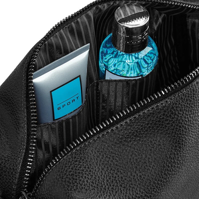 Personalised Faux Leather Wash Bag - Black