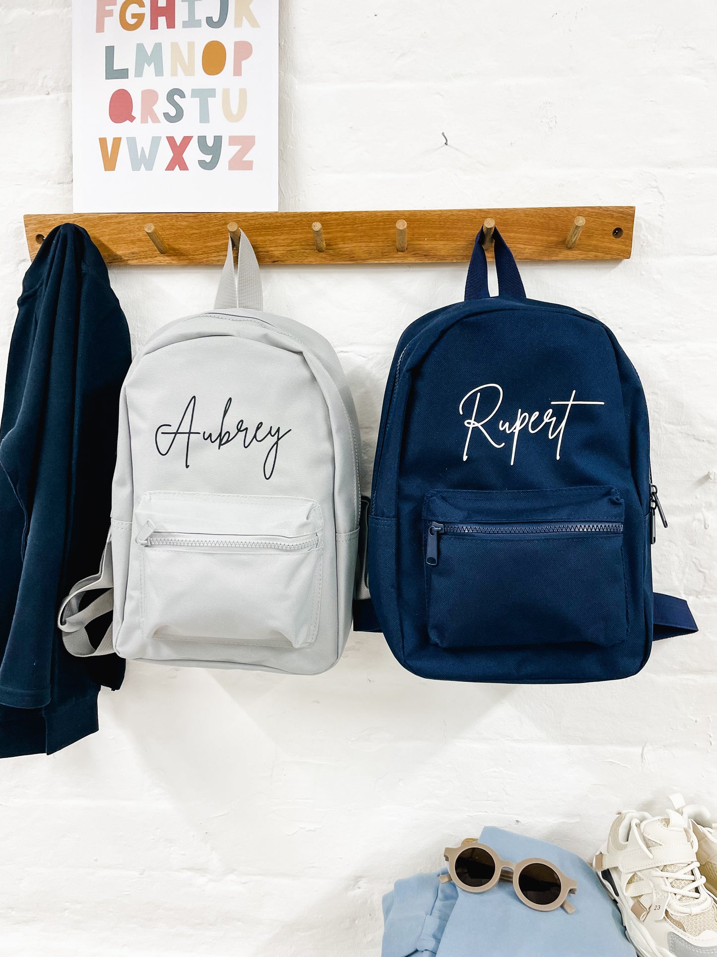 Personalised Kid's Mini Backpack - Light Grey