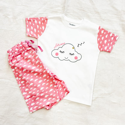 Personalised Pink Cloud Children's Short Pyjamas