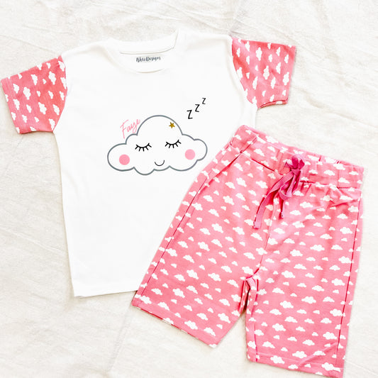 Personalised Pink Cloud Children's Short Pyjamas