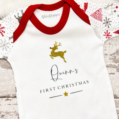 Personalised First Christmas Reindeer Bodysuit