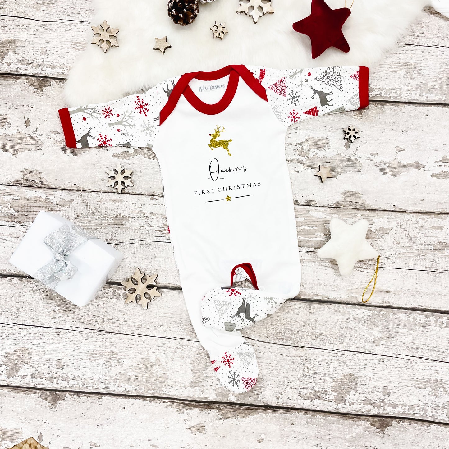 Personalised First Christmas Reindeer Bodysuit