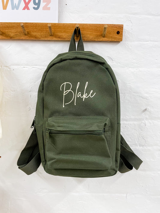 Personalised Kid's Mini Backpack - Olive Green