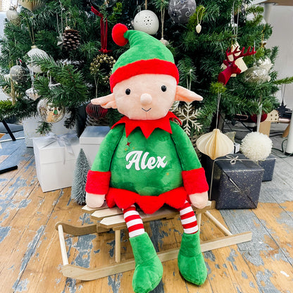 Personalised Name Elf Christmas Large Soft Toy