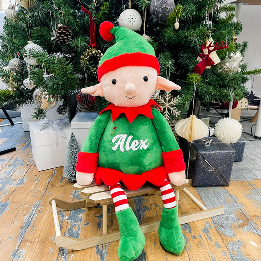 Personalised Name Elf Christmas Large Soft Toy
