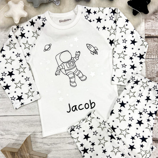 Personalised Children's astronaut Glow in the Dark Pyjamas