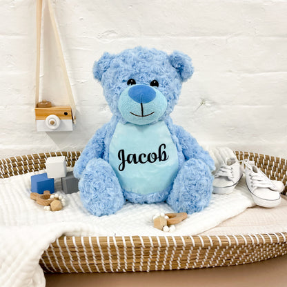 Personalise Blue Teddy Soft Toy