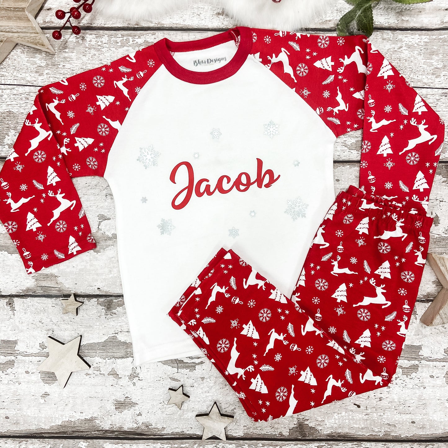 Personalised Red Christmas Pyjamas