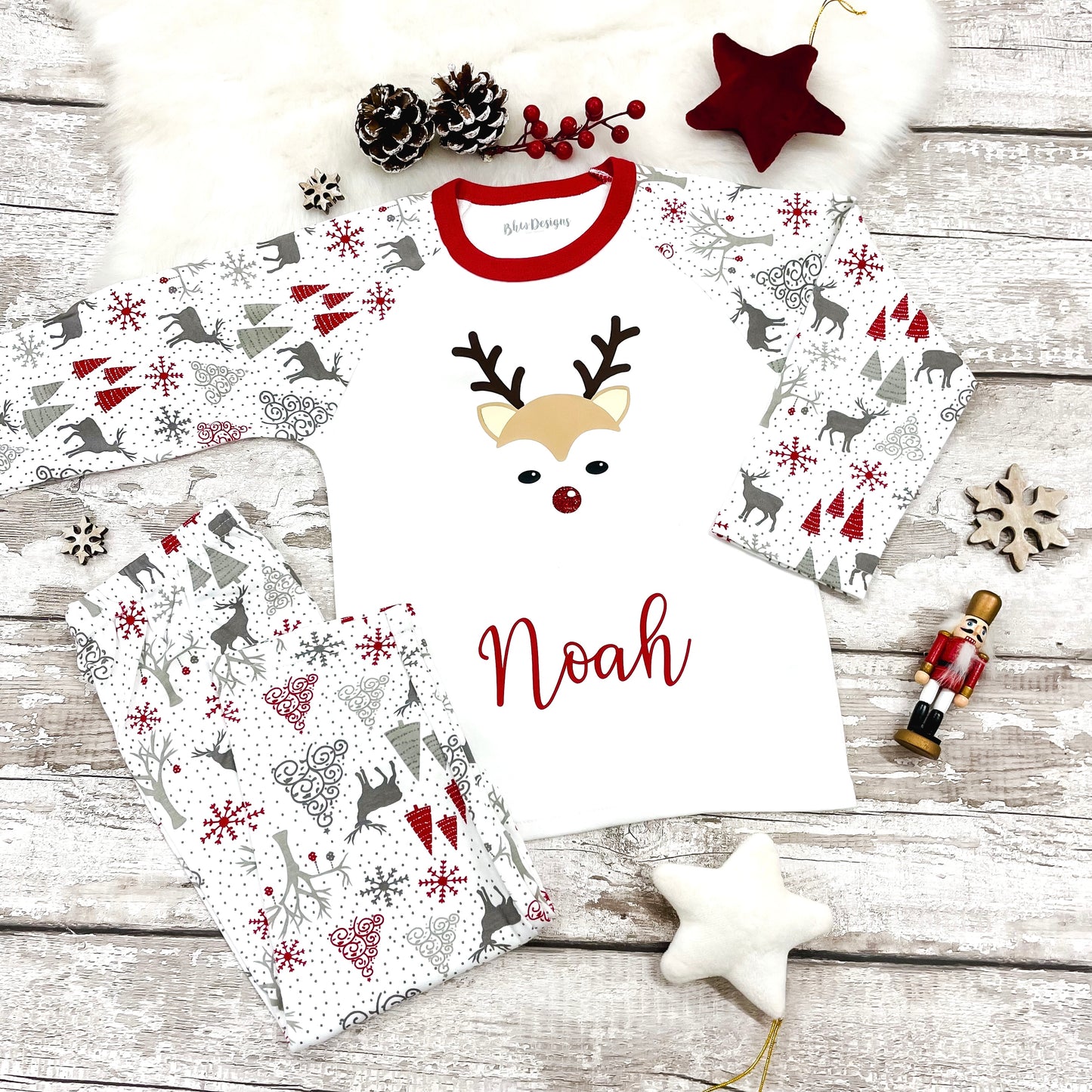 Personalised Boy Reindeer Pyjamas