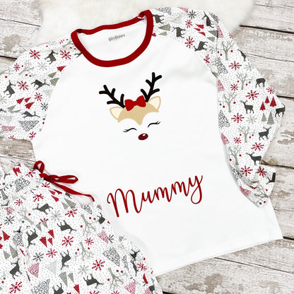 Women's Personalised Reindeer Christmas Adult Pyjamas