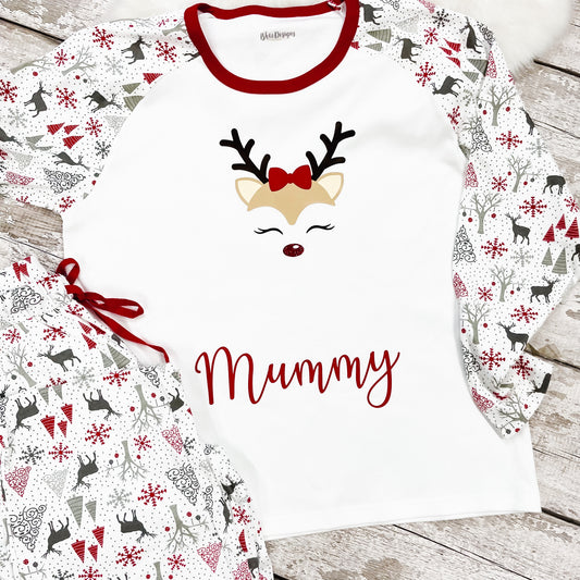 Women's Personalised Reindeer Christmas Adult Pyjamas