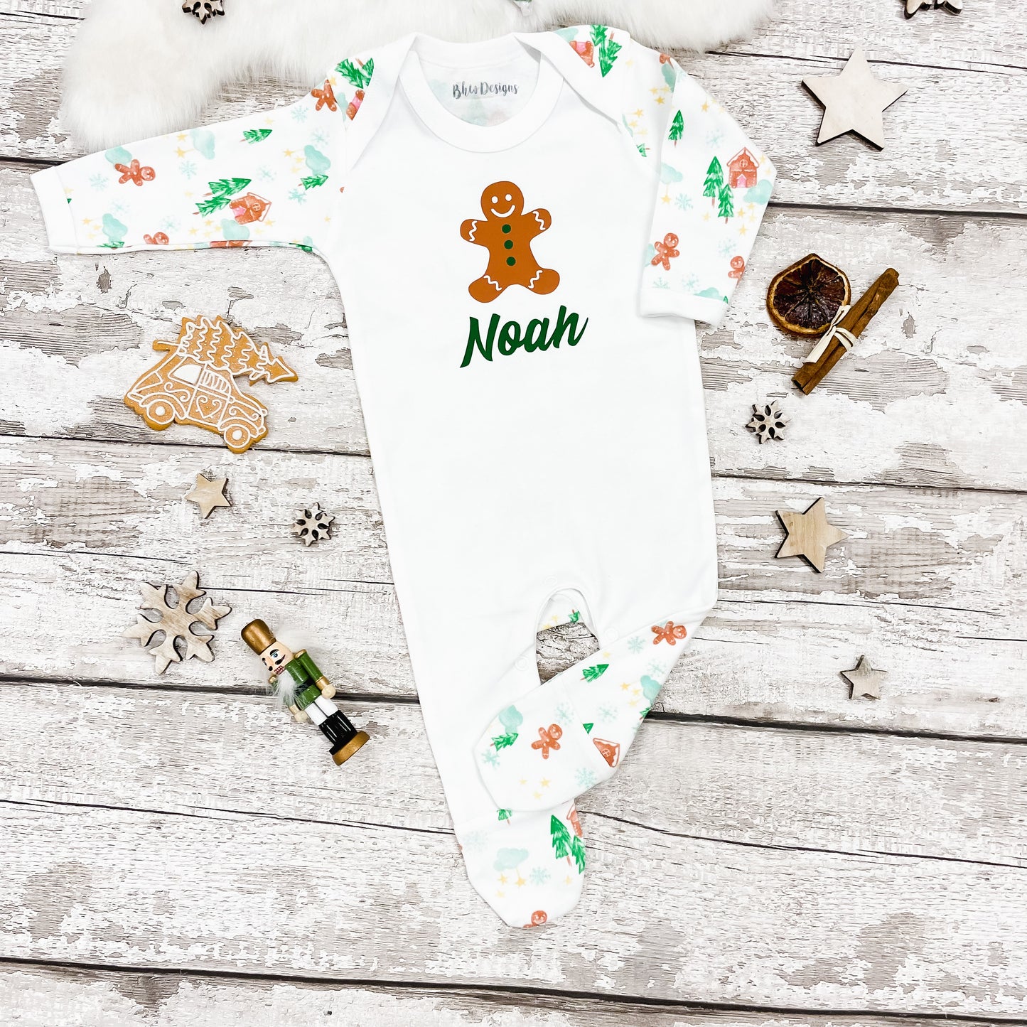 Personalised Gingerbread Man  Christmas Bodysuit