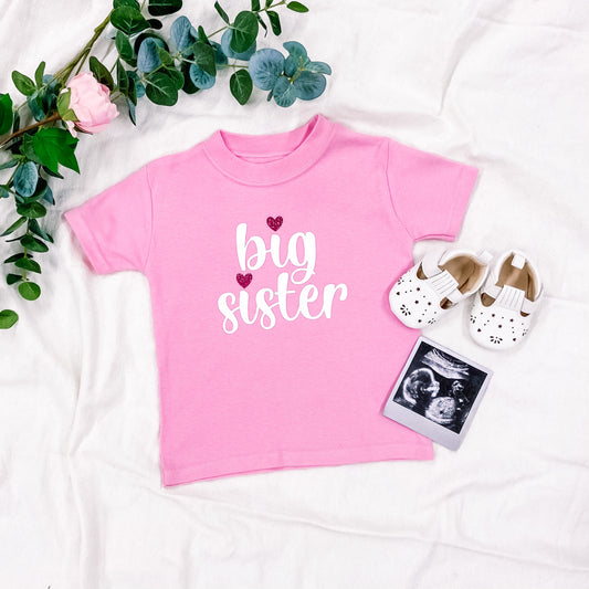 Big Sister Heart Pink T-Shirt