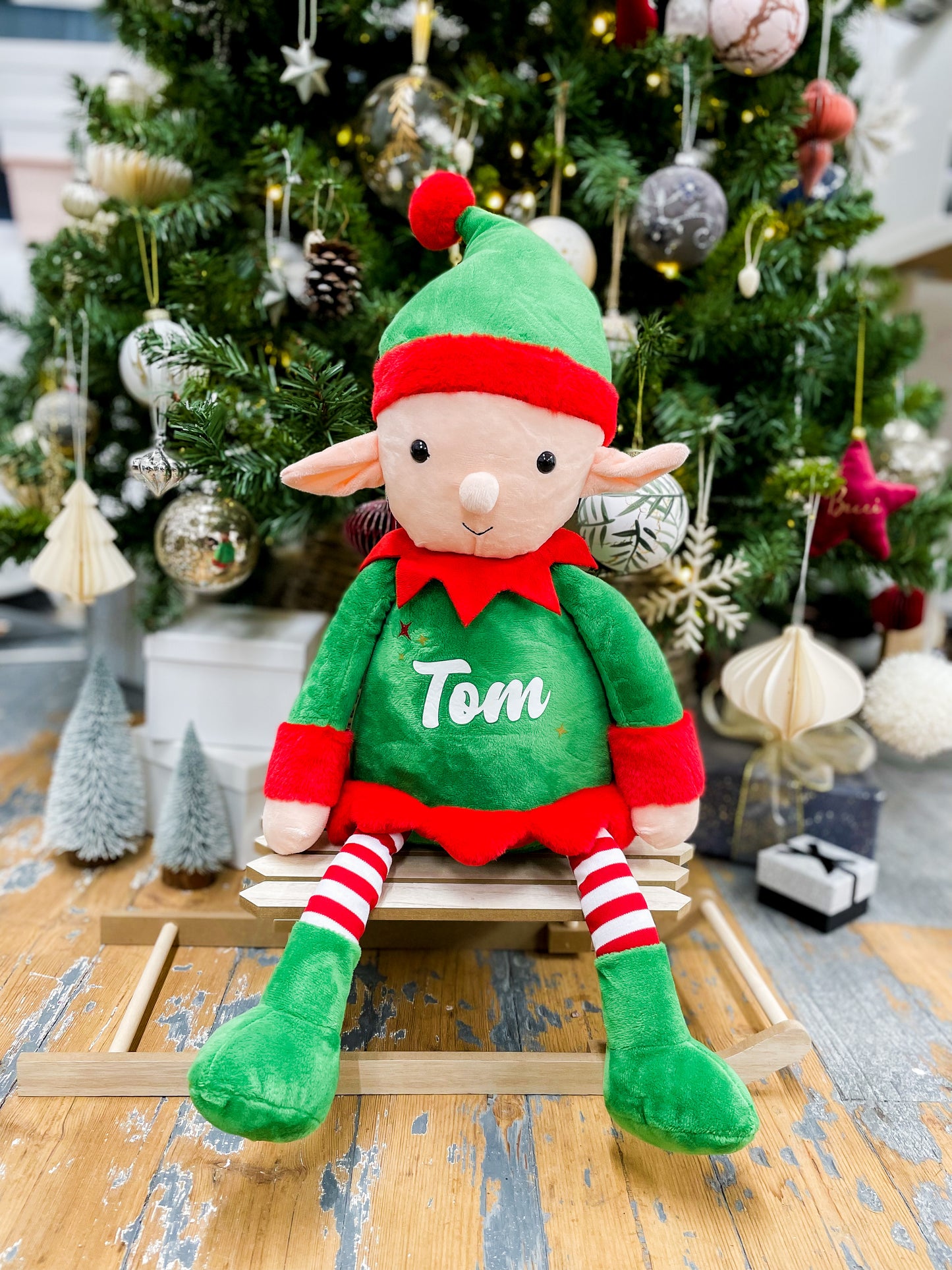 Personalised Name Elf Christmas Large Soft Toy