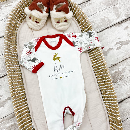 Personalised First Christmas Reindeer Bodysuit
