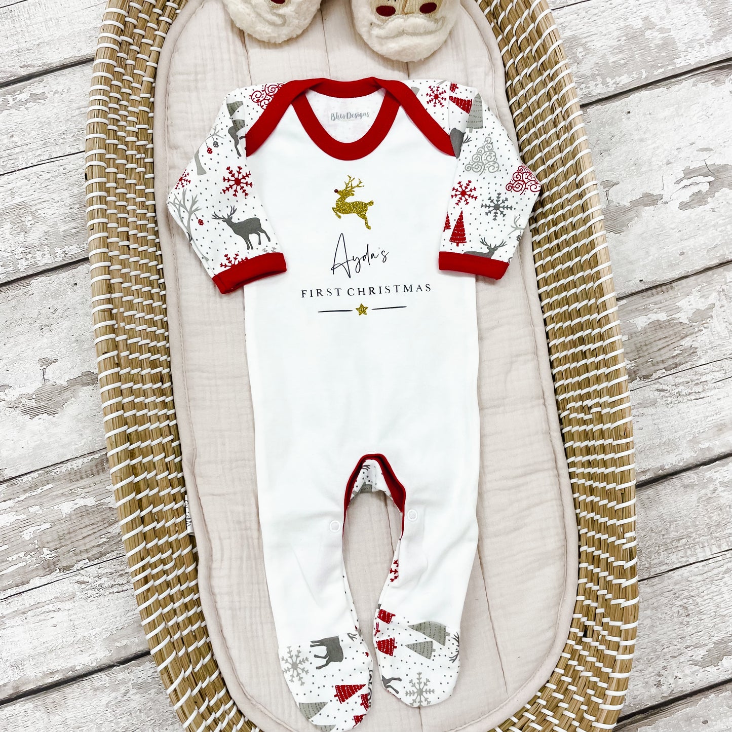 Personalised First Christmas Reindeer Bodysuit