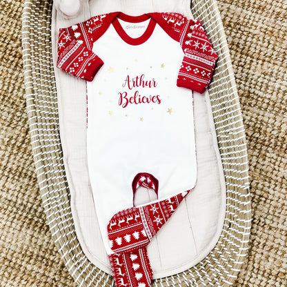 Personalised Believes Fair Isle Print Bodysuit
