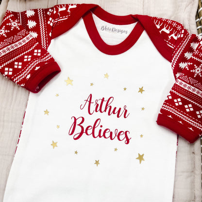 Personalised Believes Fair Isle Print Bodysuit
