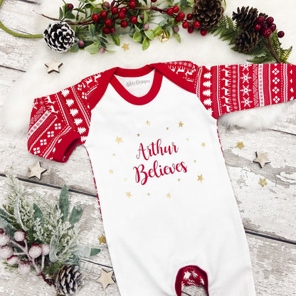 Personalised Believes Fair Isle Print Bodysuit