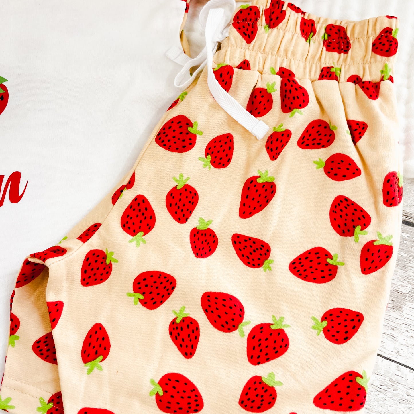 Personalised Strawberry Print Children's Short Pyjamas