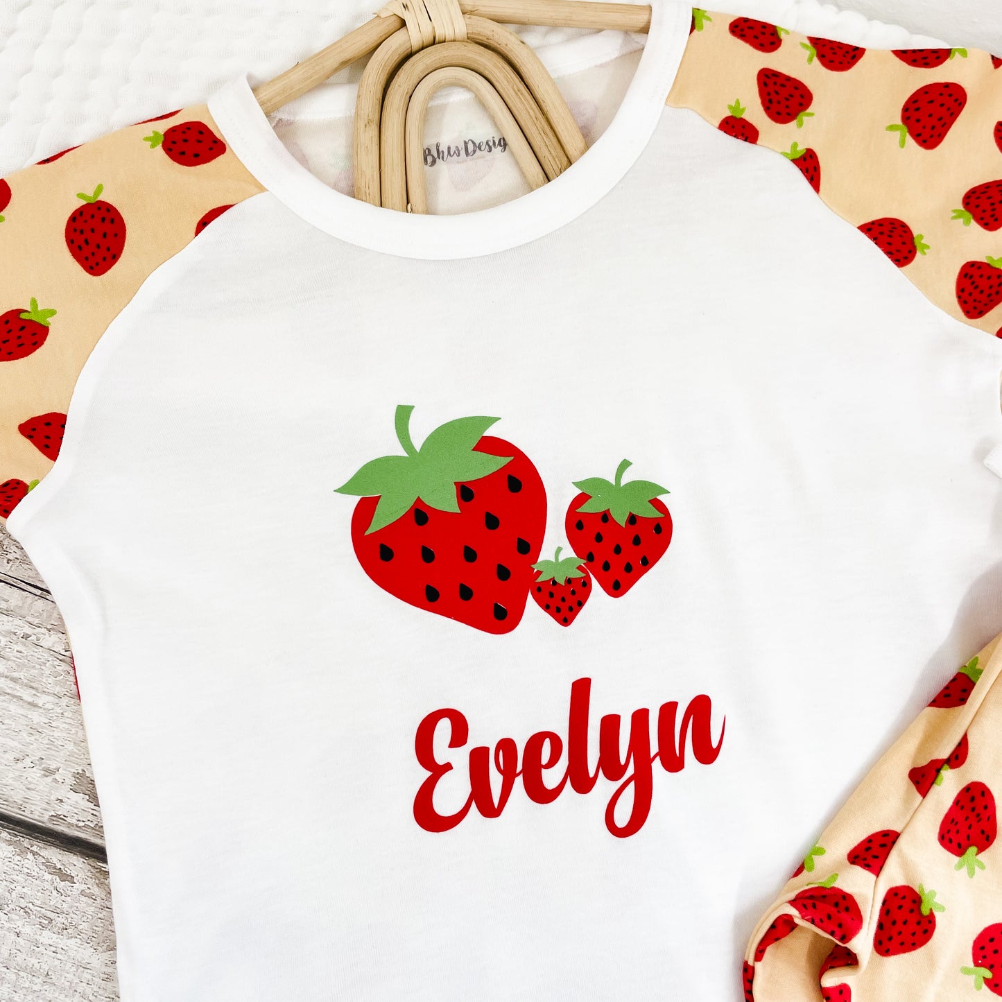 Personalised Strawberry Print Children's Short Pyjamas