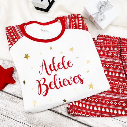 Women's Personalised Believes Christmas Fair Isle Pyjamas