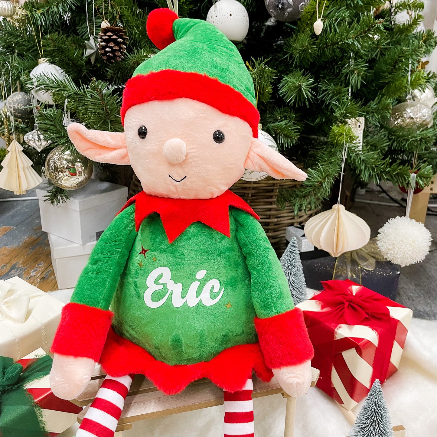 Personalised Name Elf Christmas Large Soft Toy