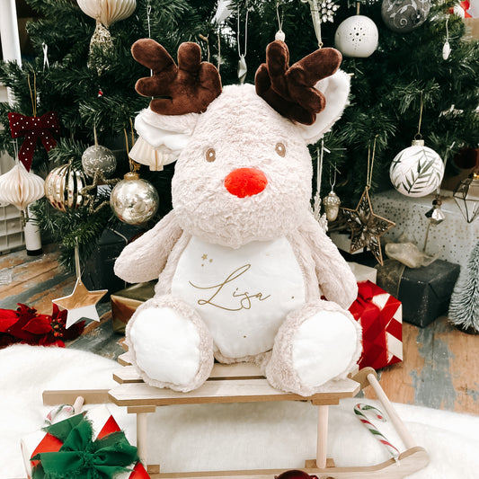 Personalised Name Christmas Reindeer Large Teddy