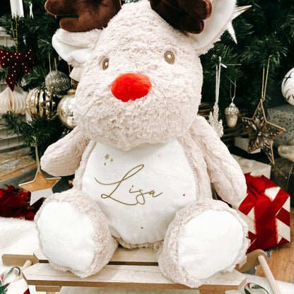 Personalised Name Christmas Reindeer Large Teddy
