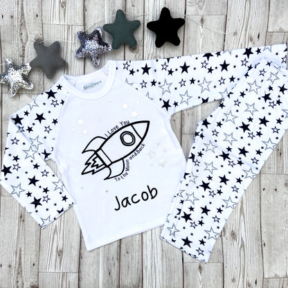 Personalised Children's Rocket and Star Pyjamas