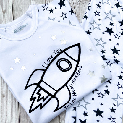 Personalised Children's Rocket and Star Pyjamas