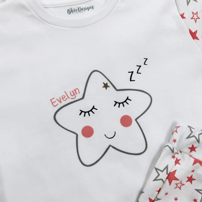 Personalised Pink Star Children's Short Pyjamas