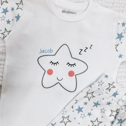 Personalised Blue Star Children's Short Pyjamas