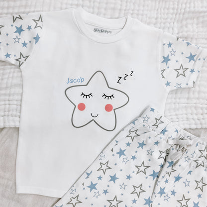Personalised Blue Star Children's Short Pyjamas