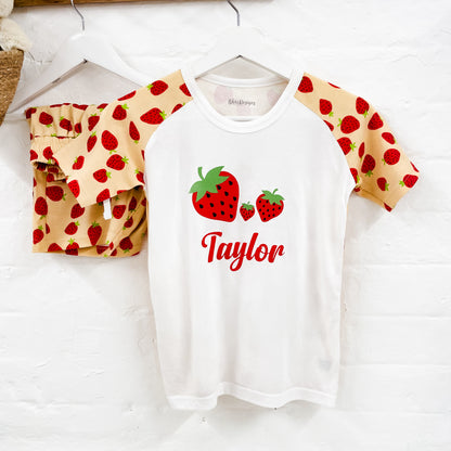 Personalised Strawberry Print Children's Short Pyjamas