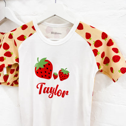 Personalised Strawberry Print Children's Short Pyjamas
