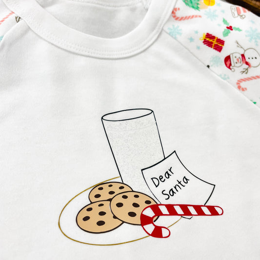 Baby Personalised Milk and Cookies Christmas Print Bodysuit