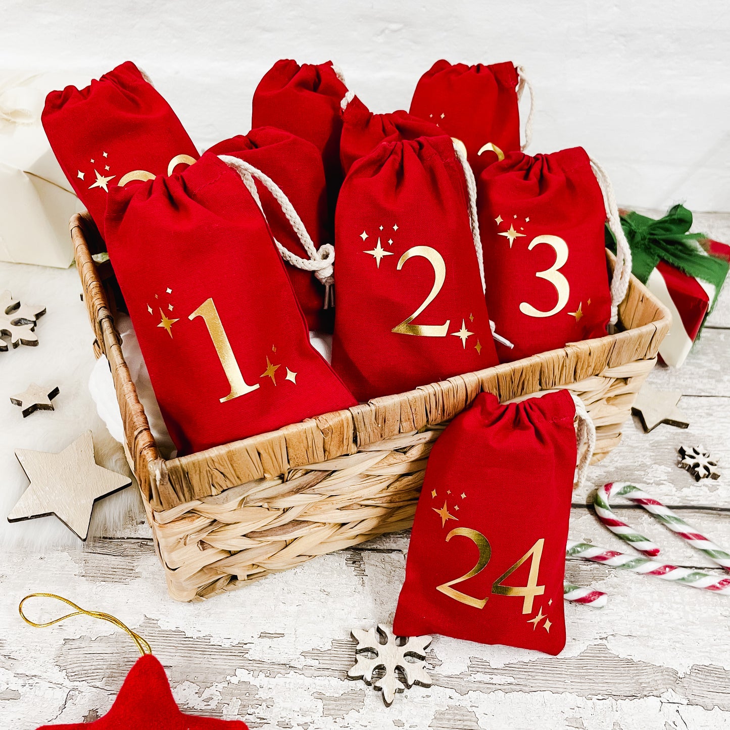 Advent Calendar Fill your own Bags 1-24 - Red
