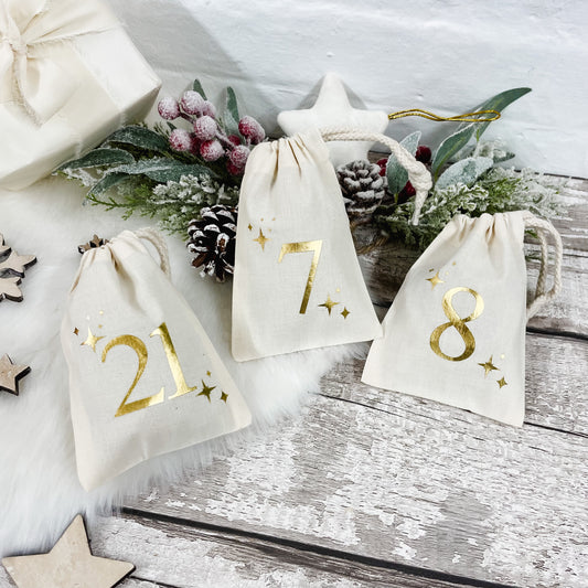 Advent Calendar Fill your own Bags 1-24 - Cream