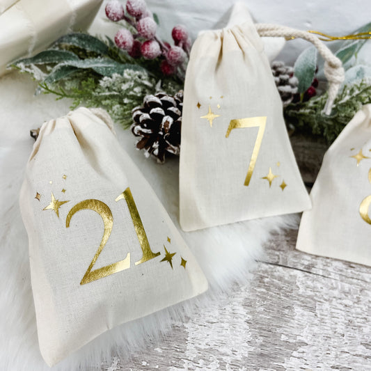 Advent Calendar Fill your own Bags 1-24 - Cream